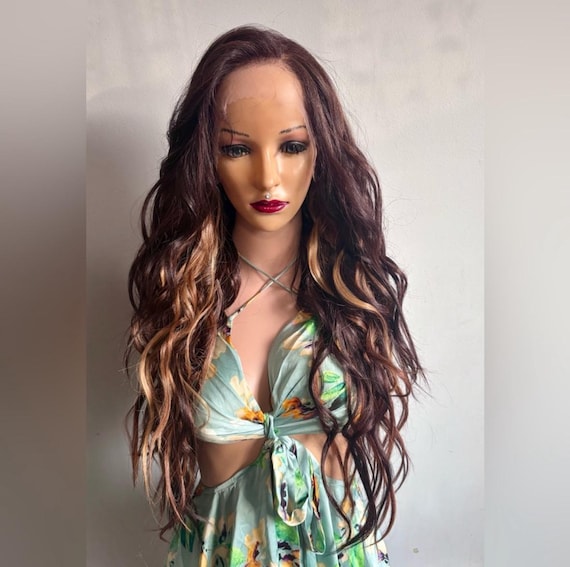 Daily Wear Wig – Long Wavy Brown Hair With Copper Mix | Lace  display picture 2