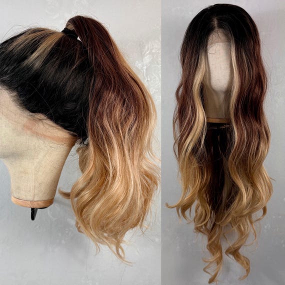 Daily WIG – Long Wavy Ombre Black to Brown to Blonde Melt  display picture 2