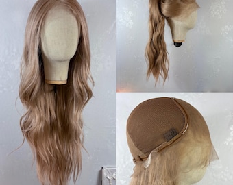 FULL Lace Daily WIG! Long Wavy Light caramel  Blonde Human Hair Blend Wig | Natural Look, Ready to Wear