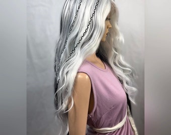 Made to order Christina Aguilera/ Kylie Jenner white & black human hair blend wig