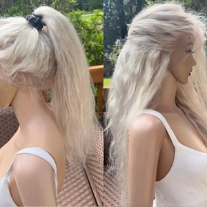 100% BRAZILIAN human hair Daily UPDO WIG! platinum light blonde 360 Lace, Free Parting