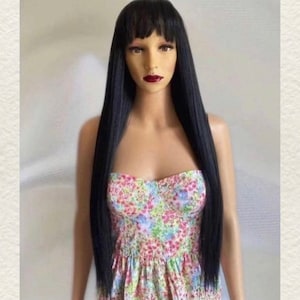 Daily WIG! Long Straight BLACK hair with BANGS