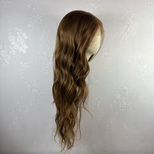 Full Lace Wig – Long Wavy Honey Brown, Human Hair Blend, Free Parting, Daily Wear Natural Look image 4