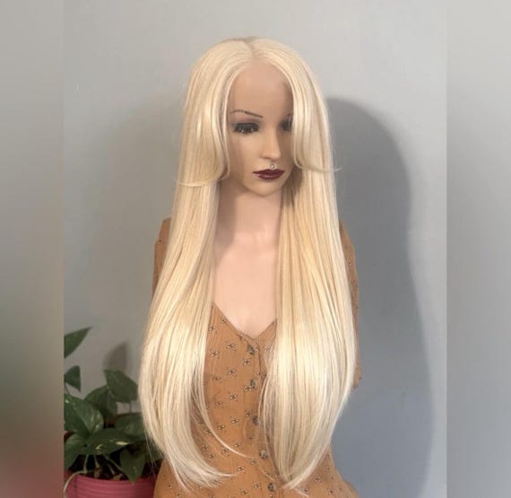 Blonde realistic wig human hair Blende Daily Wear WIG! Super Long Straight Light BLONDE Human Hair  main image 3