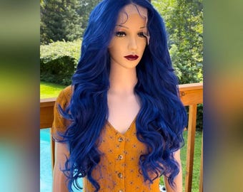 Daily WIG! Metallic Blue 100% BRAZILIAN Human Hair Free Parting