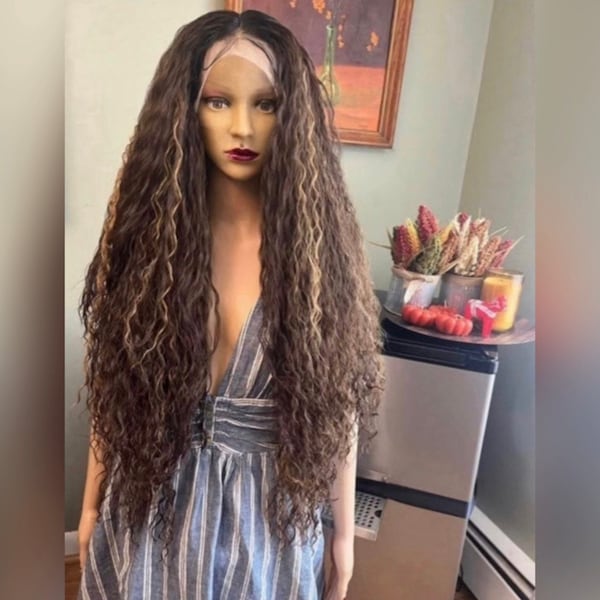 Brown With Gray Highlights Wigs Etsy