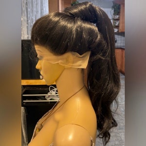 Daily WIG! Long wavy UPDO Dark Natural Black (#2) Human Hair Blend 360 lace 13x6 parting
