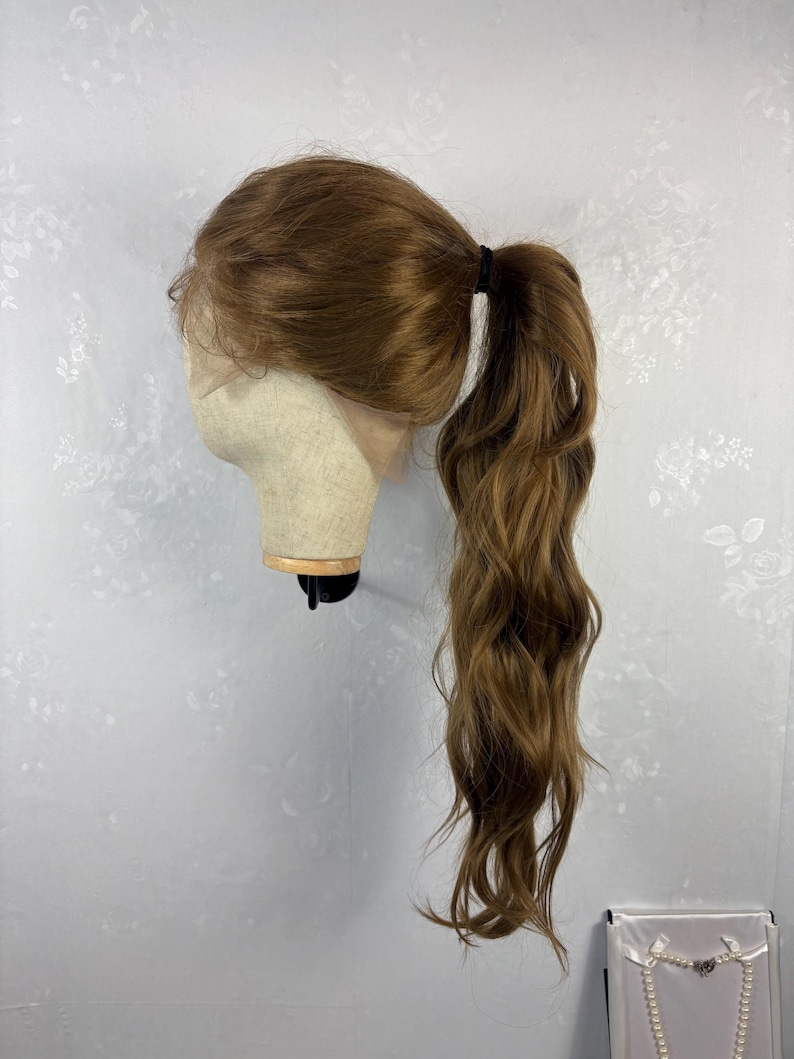 Full Lace Wig – Long Wavy Honey Brown, Human Hair Blend, Free Parting, Daily Wear Natural Look image 2