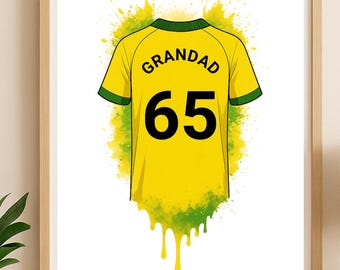Impresión personalizada de la camiseta de fútbol del Norwich / Regalo de cumpleaños para papá / Póster de arte mural para niños