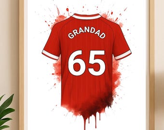 Impresión personalizada de la camiseta de fútbol del Nottingham Forest / Regalo de cumpleaños para papá / Póster de arte mural para niños