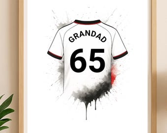 Impresión personalizada de la camiseta de fútbol del Fulham / Regalo de cumpleaños para papá / Póster de arte mural para niños