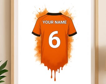 Impresión personalizada de la camiseta de fútbol del Luton Town / Regalo de cumpleaños para papá / Póster de arte mural para niños