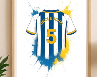 Póster personalizado del Brighton FC / Camiseta de fútbol estampada / Regalo de cumpleaños personalizado para papá / Cumpleaños infantil / Arte de pared para fans / Niño/Niña