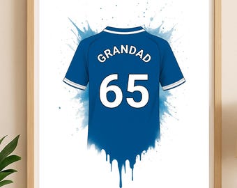 Impresión personalizada de la camiseta de fútbol del Leicester City / Regalo de cumpleaños para papá / Póster de arte mural para niños