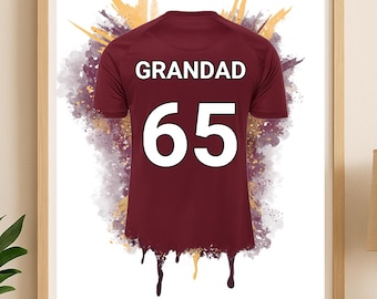 Camiseta personalizada del Heart of Midlothian / Regalo de cumpleaños personalizado para papá / Cumpleaños infantil / Póster para niño o niña / Arte de pared para aficionados