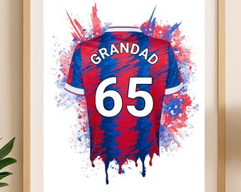 Impresión personalizada de camiseta de fútbol del Crystal Palace / Regalo de cumpleaños para papá / Cumpleaños de niños / Póster de arte de pared para fanáticos