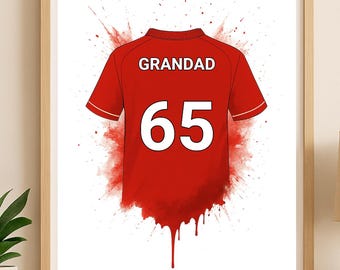Impresión personalizada de la camiseta de fútbol del Aberdeen / Regalo de cumpleaños para papá / Póster de arte mural para niños