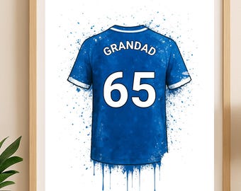 Impresión personalizada de la camiseta del Everton / Regalo de cumpleaños para papá / Póster de arte mural para niños
