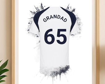 Impresión personalizada de la camiseta de fútbol del Tottenham Hotspur / Regalo de cumpleaños para papá / Póster de arte de pared para niños