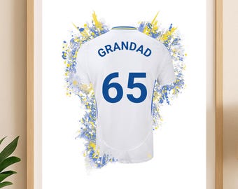 Impresión personalizada de la camiseta de fútbol del Leeds United / Arte mural para aficionados