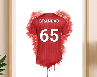 Camiseta personalizada del Liverpool FC / Regalo de cumpleaños personalizado para papá / Arte de pared para fans / Cumpleaños infantil / Póster para niño o niña