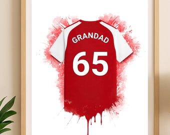 Impresión de camiseta de fútbol del Arsenal / Regalo de cumpleaños personalizado para papá / Póster de arte de pared para niños