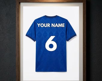 Personalised Ipswich Town Football Shirt Print, Custom Name Number Poster, Tractor Boys Gift for Dad, Portman Road Wall Art