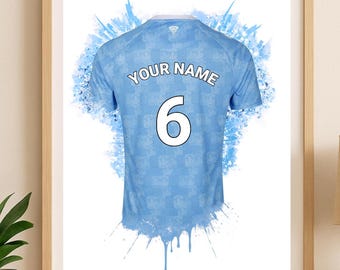 Impresión personalizada de la camiseta de fútbol del Coventry City / Regalo de cumpleaños para papá / Póster de arte mural para niños
