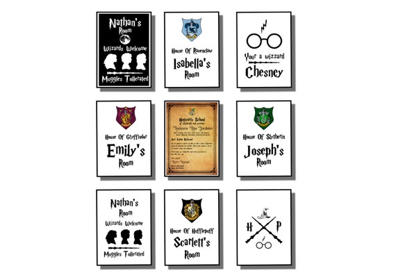 Personalised Harry Potter Poster Hogwarts Minimalist Wizard Print Magic  Wall Art 