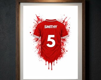 Personalised Middlesbrough Football Shirt Print, Custom Name Poster, Middlesbrough FC Gift for Dad Kids, The Boro Wall Art