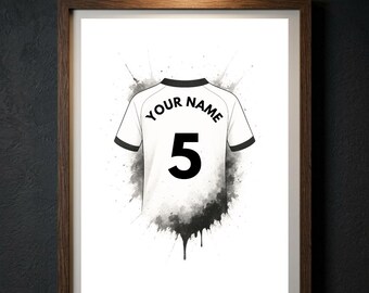 Personalised Swansea City Football Shirt Print | Custom Football Poster, Welsh Wall Art, Personalised Fan Gift, Boys Bedroom Decor