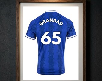 Personalised Leicester City Football Shirt Print, Custom Name Number Poster, Foxes Gift for Dad, King Power Wall Art