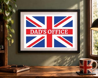 Custom Union Jack Print, Personalised British Flag Poster, Great Britain Wall Art, Dad's Office / Man Cave Gift, British Heritage Wall Art