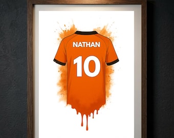 Personalised Luton Town Football Print – Custom Name & Number Poster – Hatters Fan Gift, Kids Bedroom Wall Art, Dad Birthday Gift