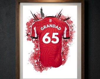 Personalised Southampton Football Shirt Print, Custom Name Number Poster, St Mary's Wall Art, Gift for Dad Him
