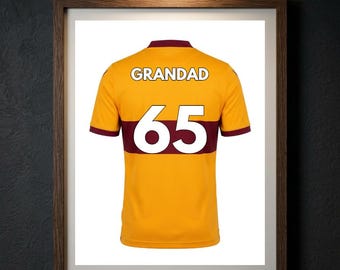 Personalised Motherwell FC Football Shirt Print, Custom Name Number Poster, Steelmen Gift for Dad, Fir Park Wall Art Decor