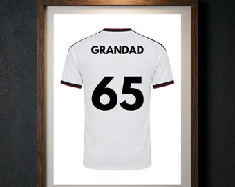 Personalised Fulham Football Print – Custom Name & Number Poster – Cottagers Fan Gift, Craven Cottage Wall Art, Dad Birthday Gift