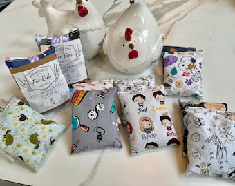 Kids set of two, 4x3 inch Boo Boo Bags | Rice, Flaxseed and Lavender Heating Pad | Microwave Hot & Cold Therapy | Reusable Bean Bag