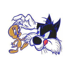 Tweety Bird and Sylvester Embroidery Designs - Instant Download Filled Stitches Design 1285