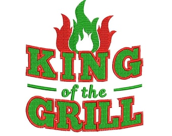 King Of The Grill Embroidery Designs - Instant Download Filled Stitches Design 1589