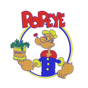 Cartoon Popeye Sailor Man Embroidery Designs - Instant Download Filled Stitches Design 1292