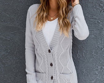 womens open knit cardigan