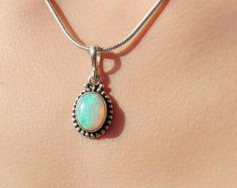 オパールの鳥のネックレス、スターリングシルバーの青い鳥のペンダント 