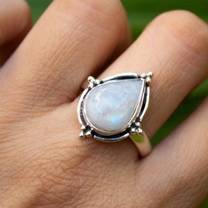 Genuine Moonstone Ring, Moonstone Silver Ring, Handmade Moonstone Ring, Moonstone Ring, Boho Ring, Moon Stone Ring, Valentines Day Gift