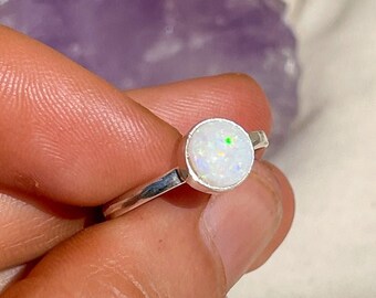 Opal Ring, Oval Ring, Dainty Opal Ring, Minimalist Ring, Stacking Ring, October Birthstone Ring, Gift for her, Handmade Birthday Gift