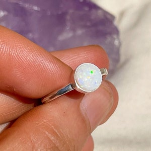 Opal Ring, Oval Ring, Dainty Opal Ring, Minimalist Ring, Stacking Ring, October Birthstone Ring, Gift for her, Handmade Birthday Gift