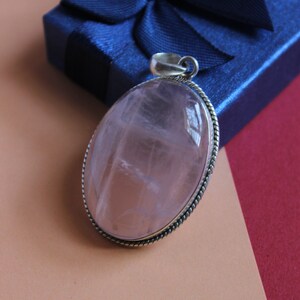 Rose Quartz Pendant, Rose Quartz Necklace, Rose Quartz Jewelry, Healing Big Crystal Necklace, Earthy Necklace, Anxiety Necklace, Love Gift
