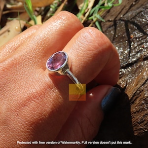 Amethyst Ring, Sterling Silver Purple Stone Ring, Handmade February Birthstone Jewelry, Minimalist Ring, Gift for Her, Dainty Gemstone Ring