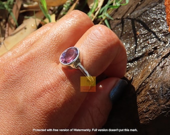 Amethyst Ring, Sterling Silver Purple Stone Ring, Handmade February Birthstone Jewelry, Minimalist Ring, Gift for Her, Dainty Gemstone Ring