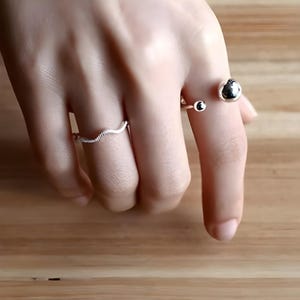 Offener Manschettenring aus Sterlingsilber: Einstellbarer Midi-Doppelring